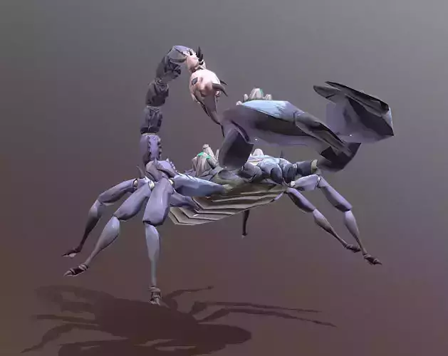 Cyborg Blue Scorpion Triple Attack fbx png