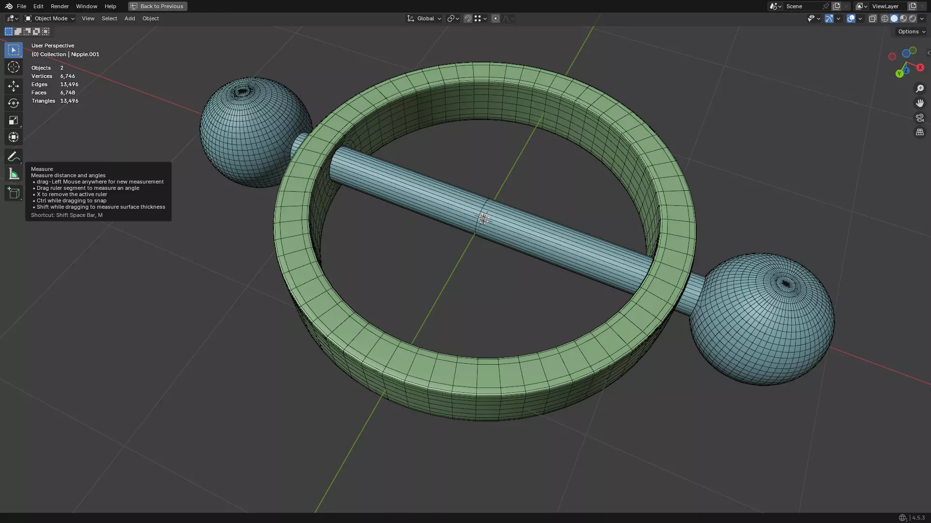 Nipple Piercing PBR 3D model_35