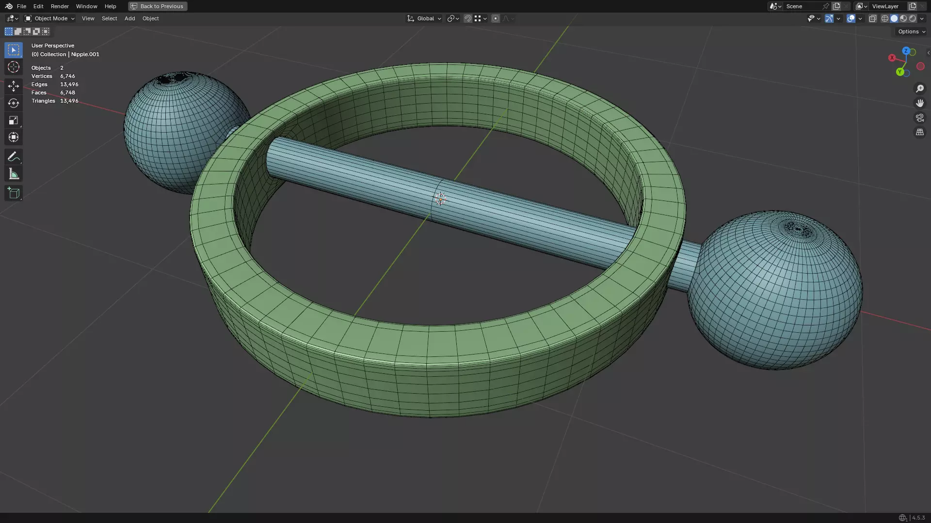 Nipple Piercing PBR 3D model_32
