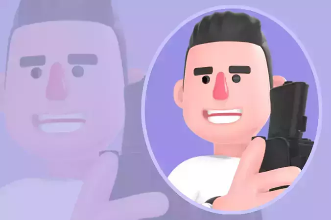 Stylized 3D Male Photographer Character - Cartoon Videographer