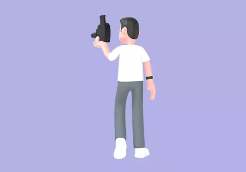 Stylized 3D Male Photographer Character - Cartoon Videographer 3D model_3