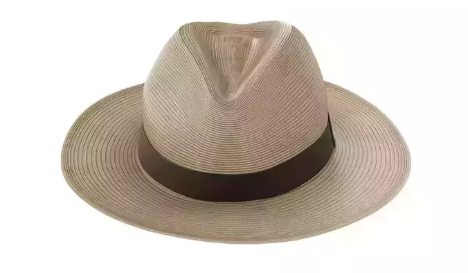 Sun Straw Fedora Hat Low-poly 3D model