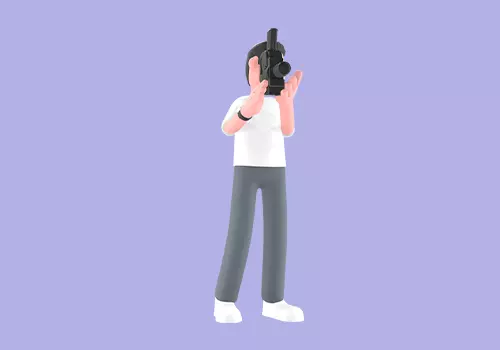 Stylized 3D Male Photographer Character - Cartoon Videographer 3D model_4