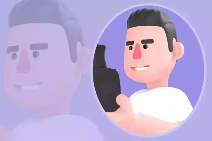 Stylized 3D Male Photographer Character - Cartoon Cameraman Pose