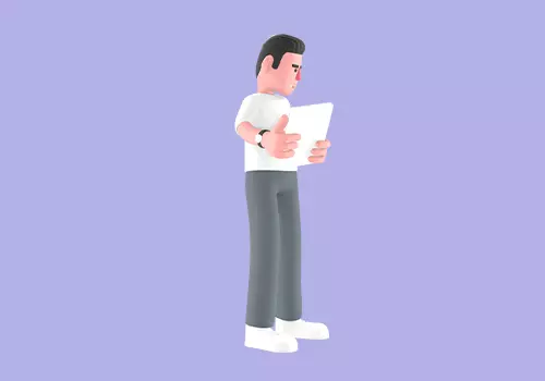 Stylized 3D Male Photographer Character - Cartoon Reading Paper 3D model_4