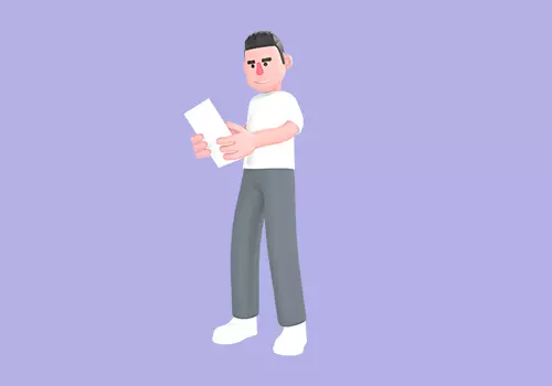 Stylized 3D Male Photographer Character - Cartoon Reading Paper 3D model_1