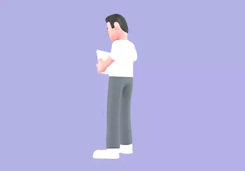 Stylized 3D Male Photographer Character - Cartoon Reading Paper 3D model_2