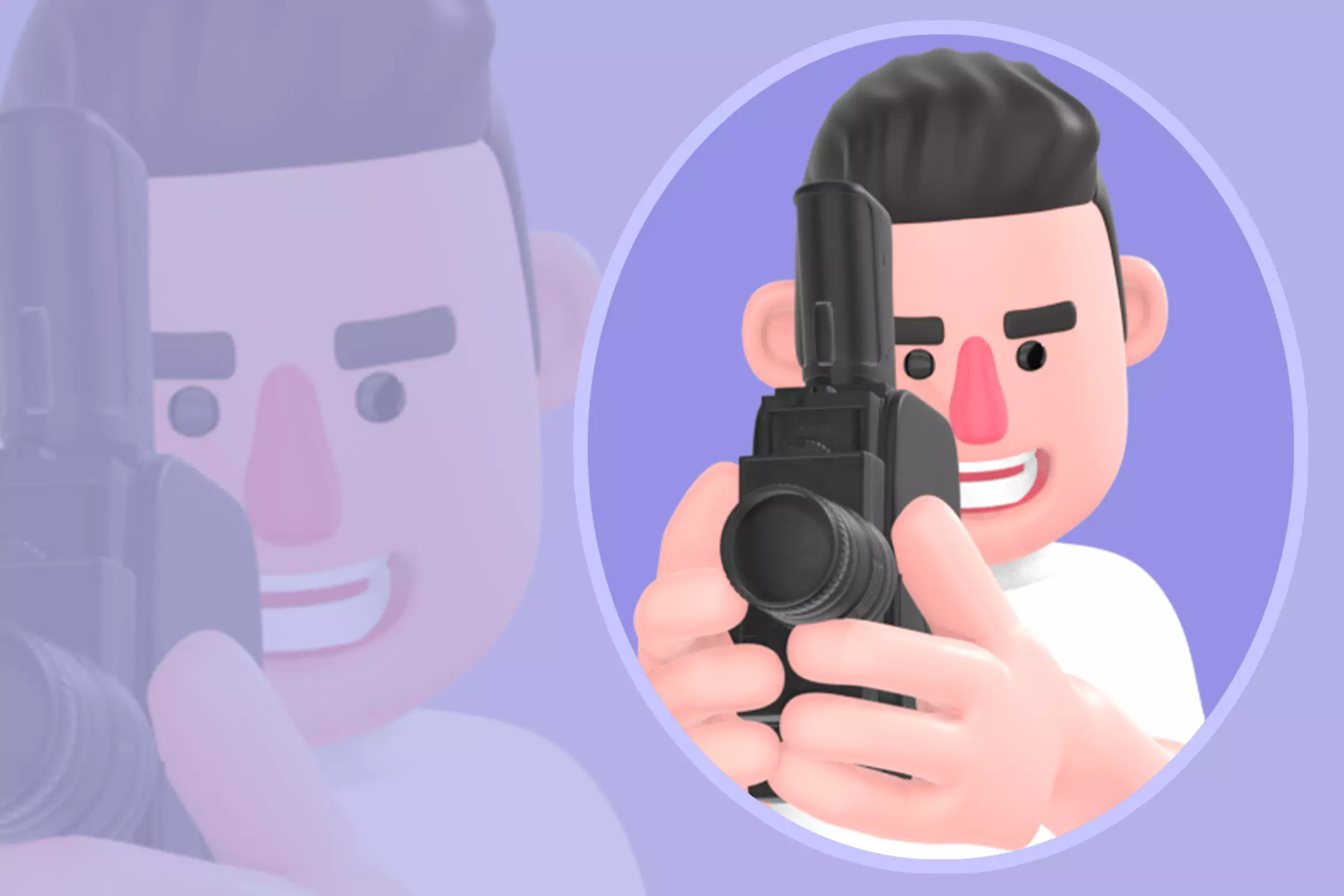 Stylized 3D Male Photographer Character-Cartoon Filming Forward 3D model_0