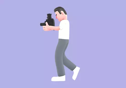 Stylized 3D Male Photographer Character-Cartoon Filming Forward 3D model_2