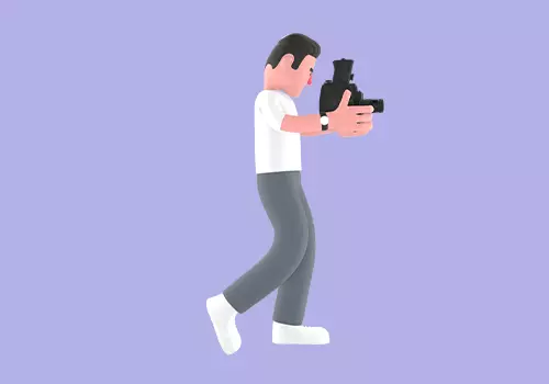 Stylized 3D Male Photographer Character-Cartoon Filming Forward 3D model_4