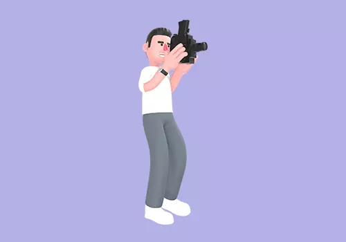 Stylized 3D Male Photographer Character - Cartoon Filming Scene 3D model_1