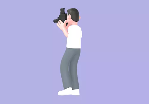 Stylized 3D Male Photographer Character - Cartoon Filming Scene 3D model_3