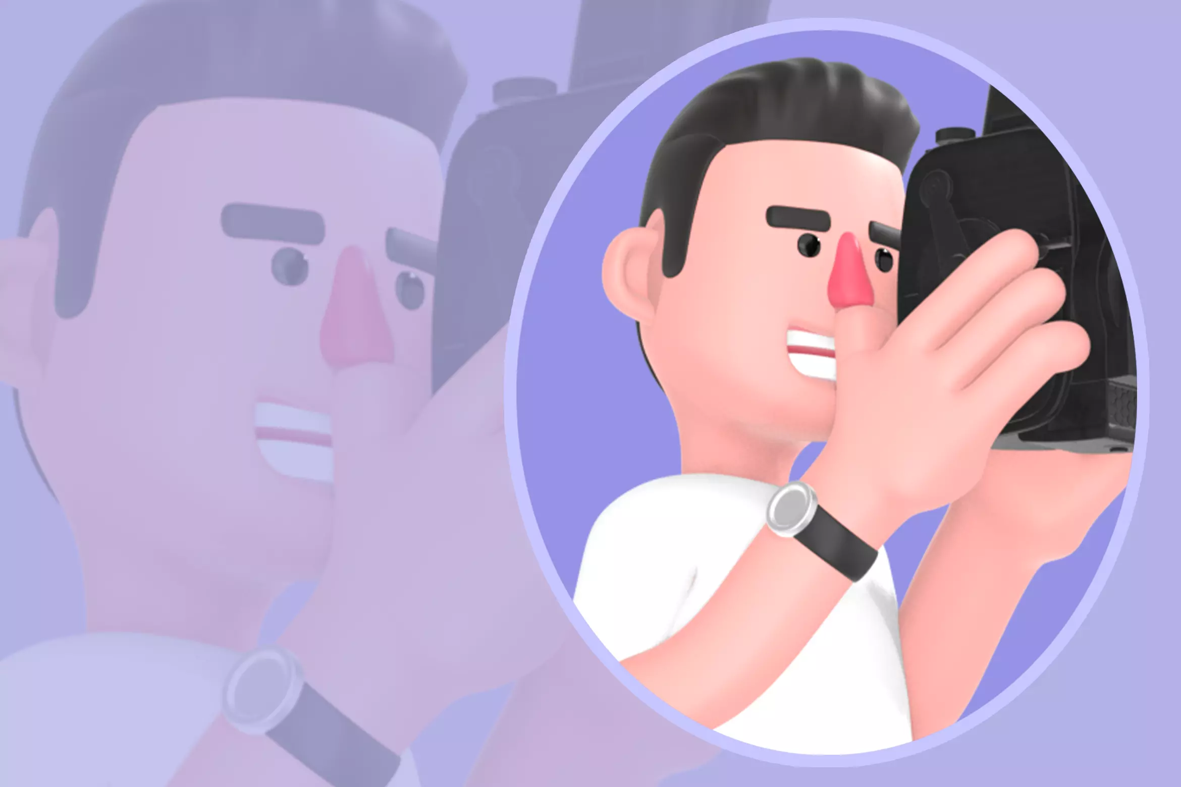 Stylized 3D Male Photographer Character - Cartoon Filming Scene 3D model_0