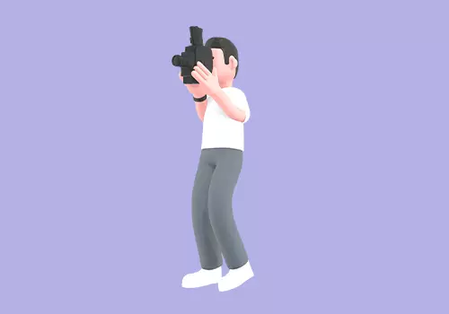 Stylized 3D Male Photographer Character - Cartoon Filming Scene 3D model_2