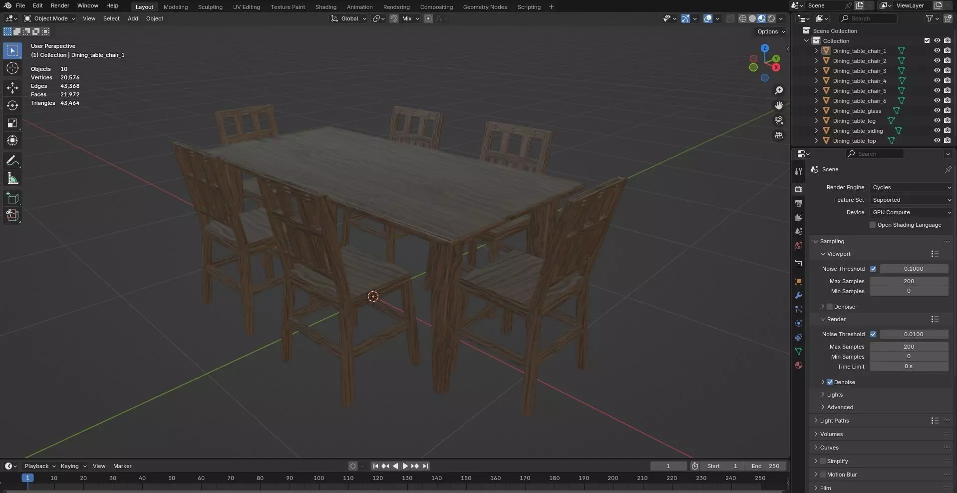 Dining set CG7 3D model_10