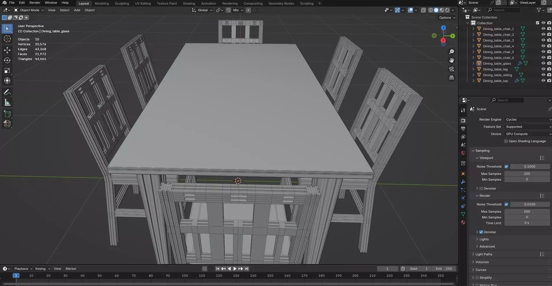 Dining set CG7 3D model_8
