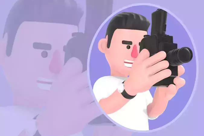 Stylized 3D Male Photographer - Cartoon Cameraman
