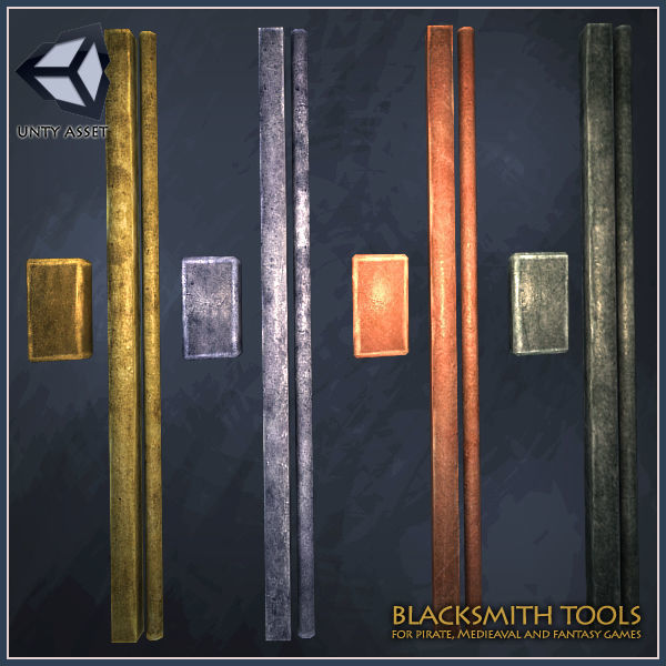 Medieval Blacksmith Tools Low-poly 3D model_5