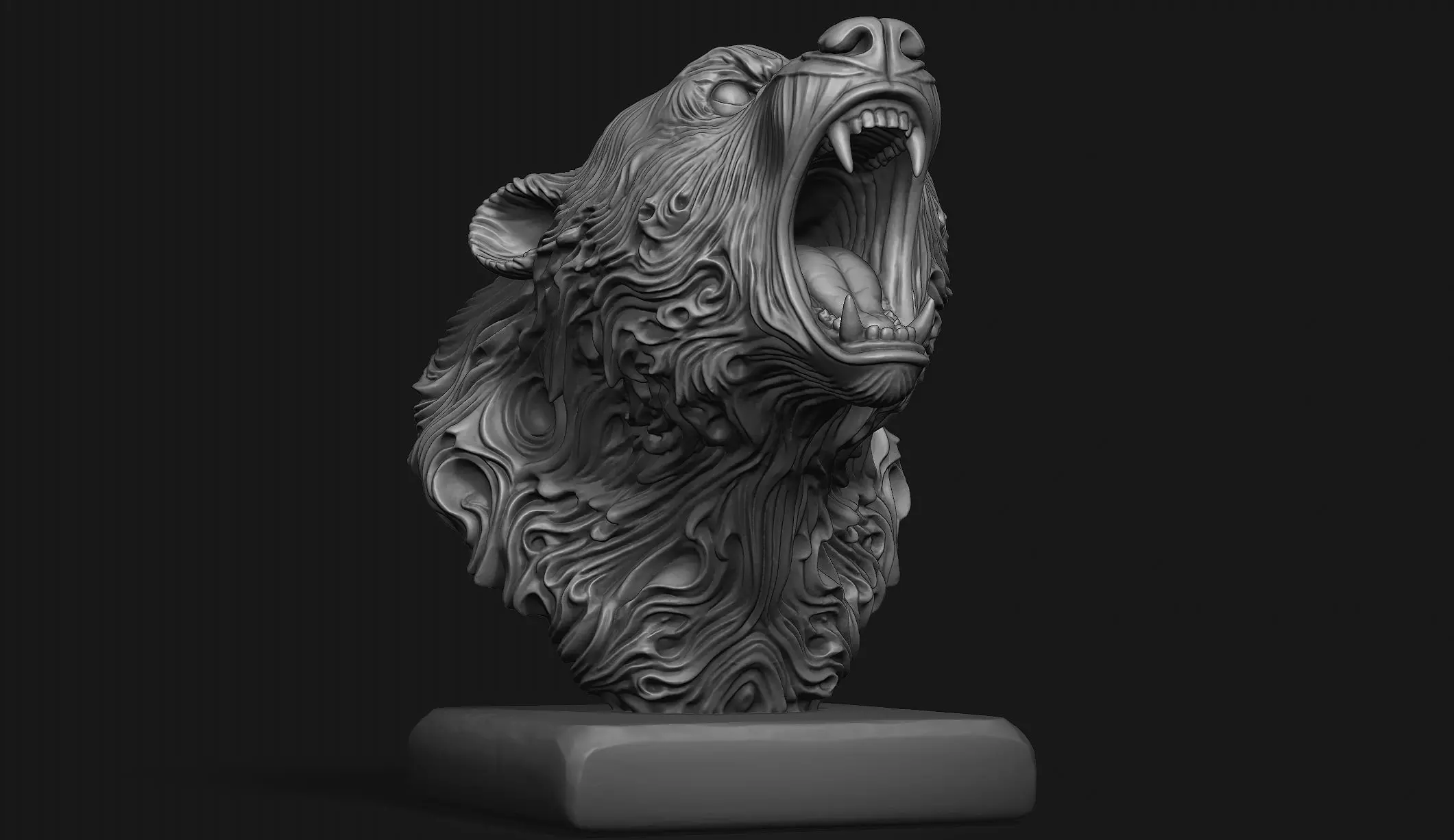 Stylized Bear Bust 3D print model_7
