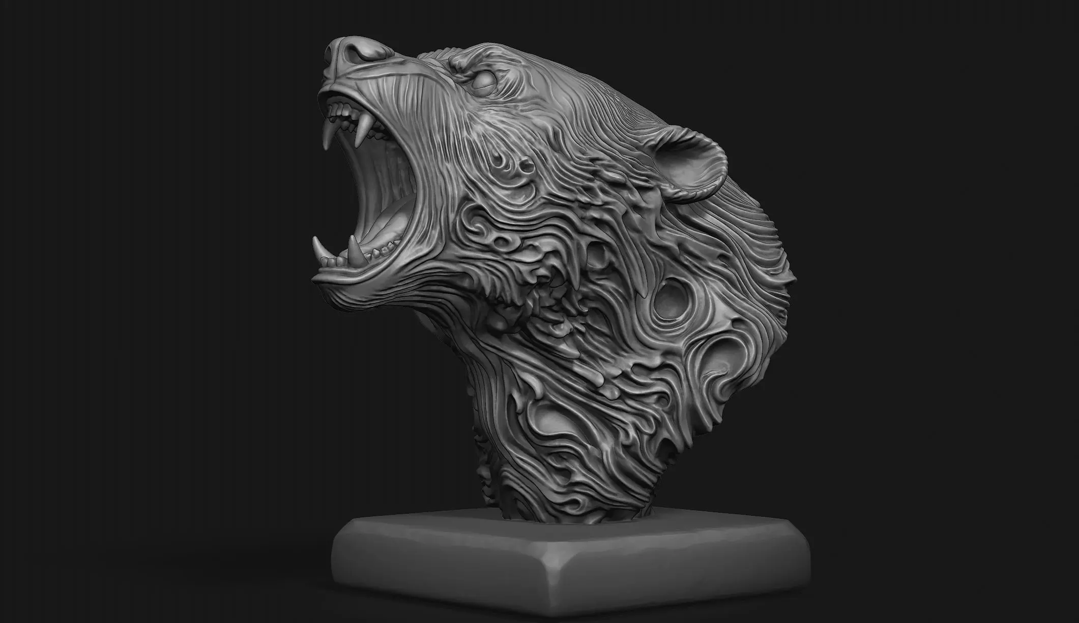Stylized Bear Bust 3D print model_0