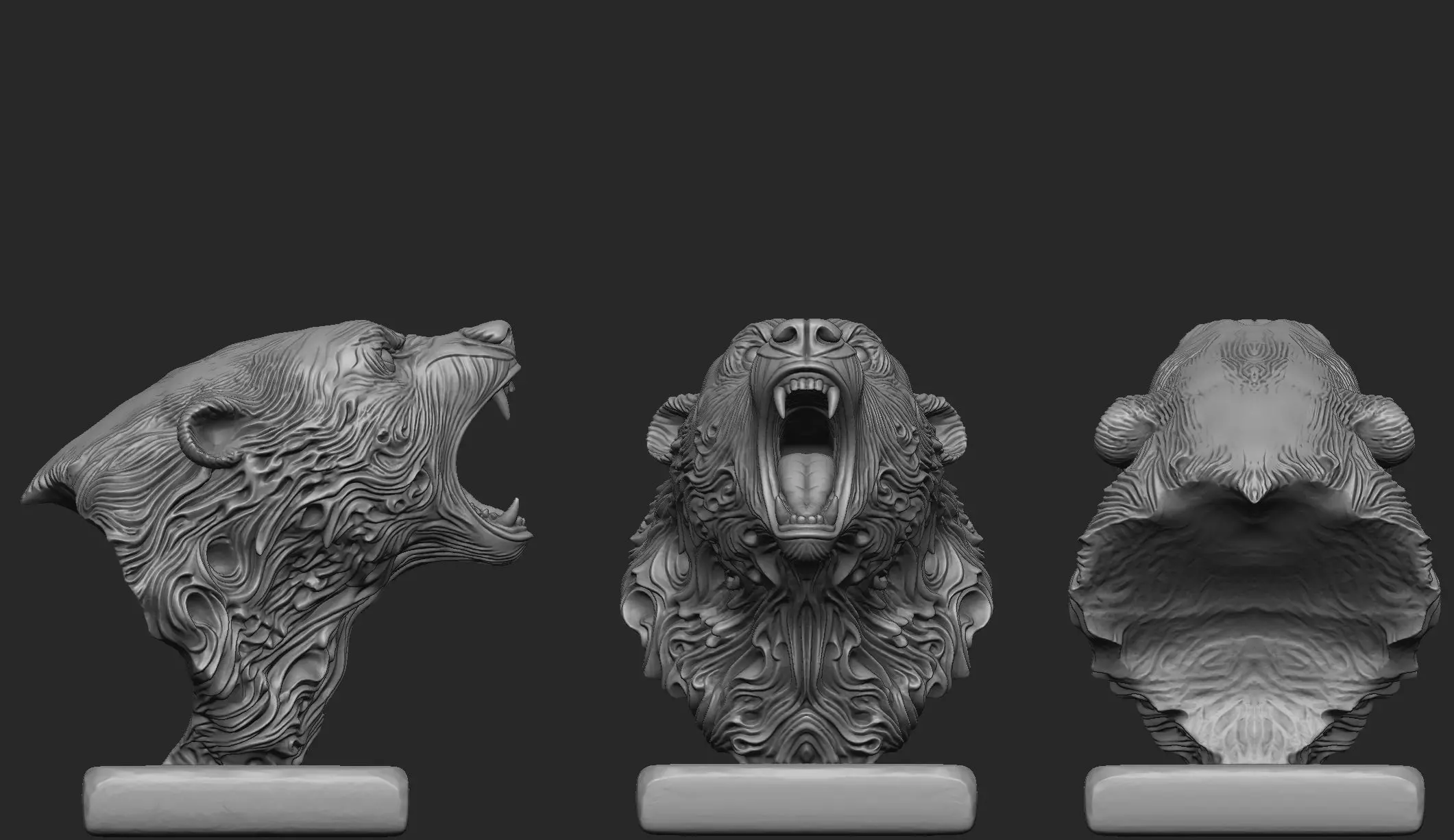 Stylized Bear Bust 3D print model_8