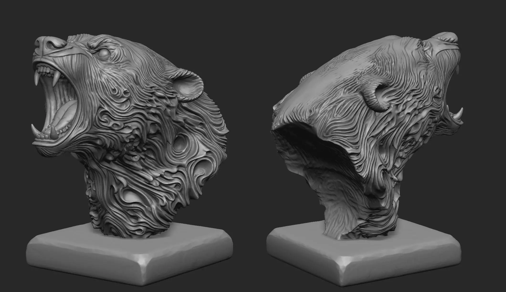Stylized Bear Bust 3D print model_9