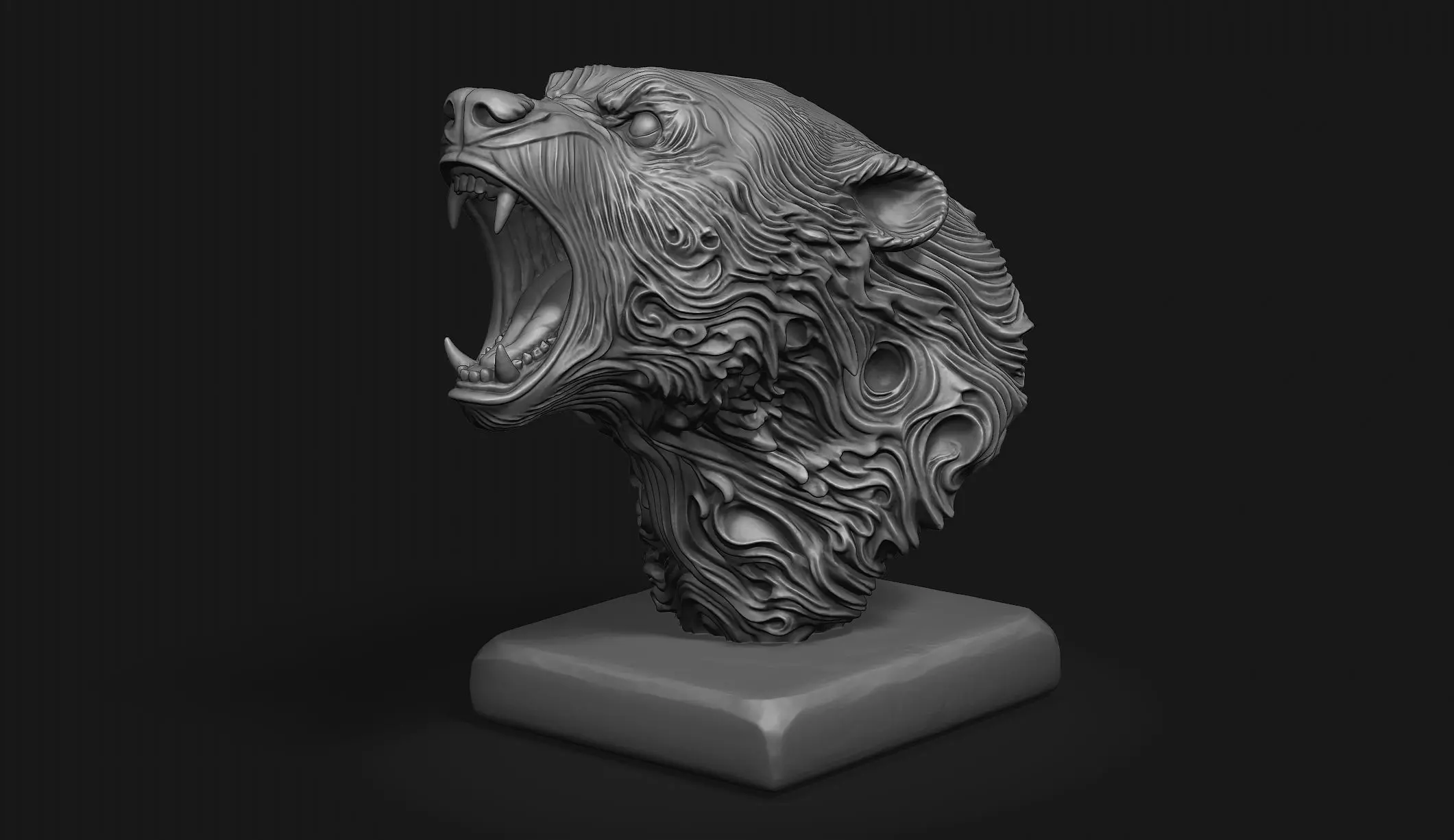 Stylized Bear Bust 3D print model_3