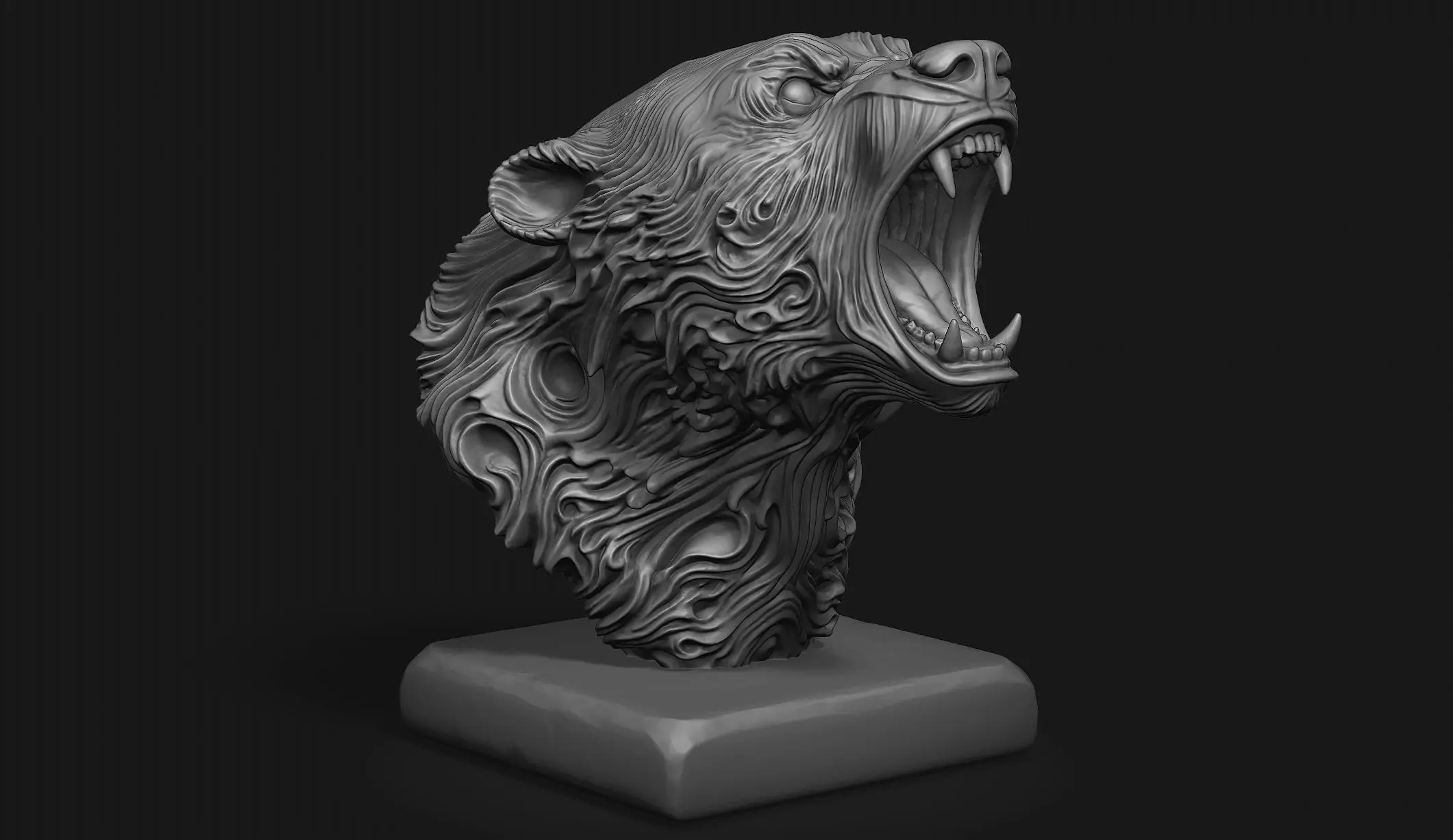 Stylized Bear Bust 3D print model_1
