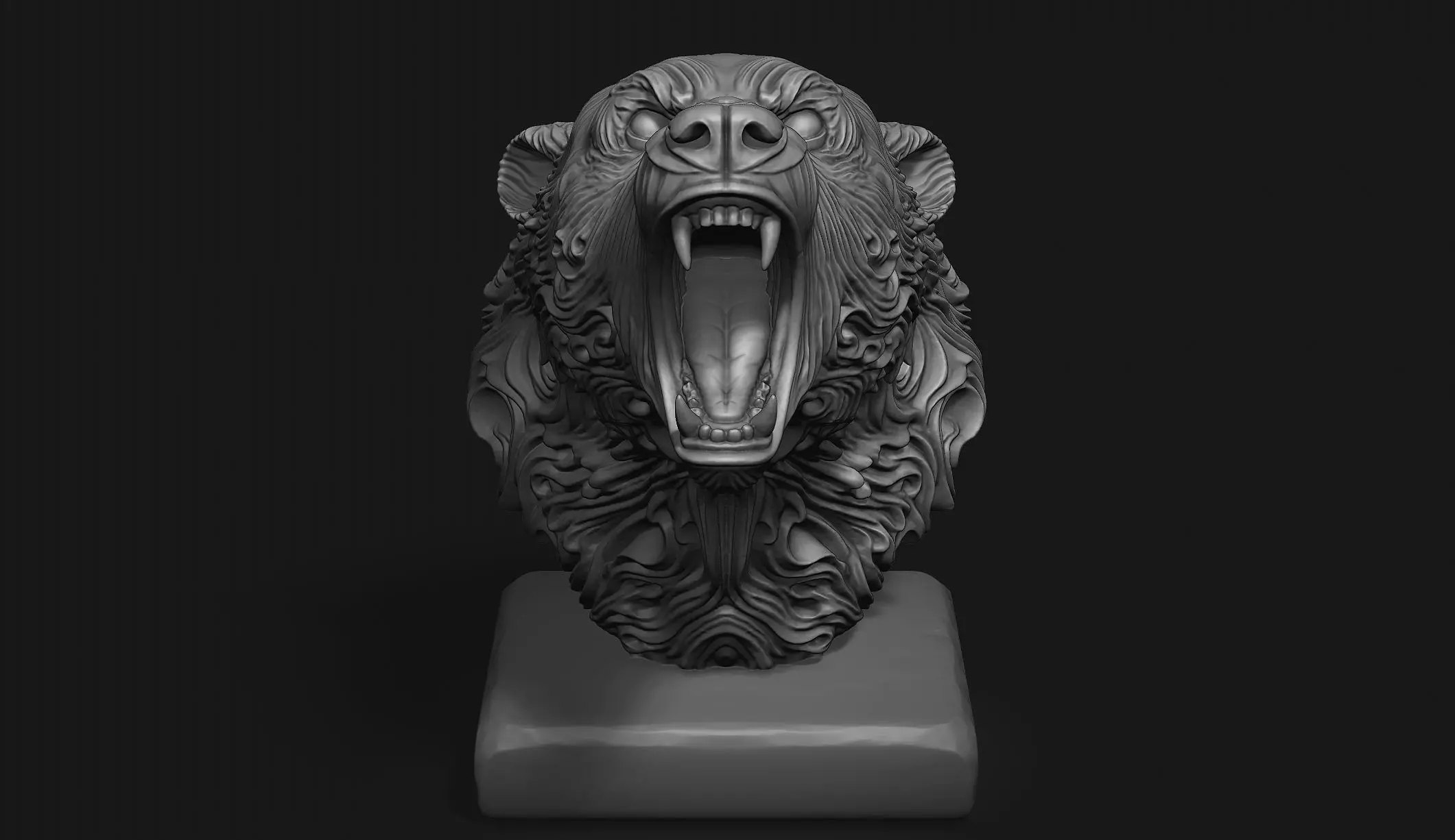 Stylized Bear Bust 3D print model_6
