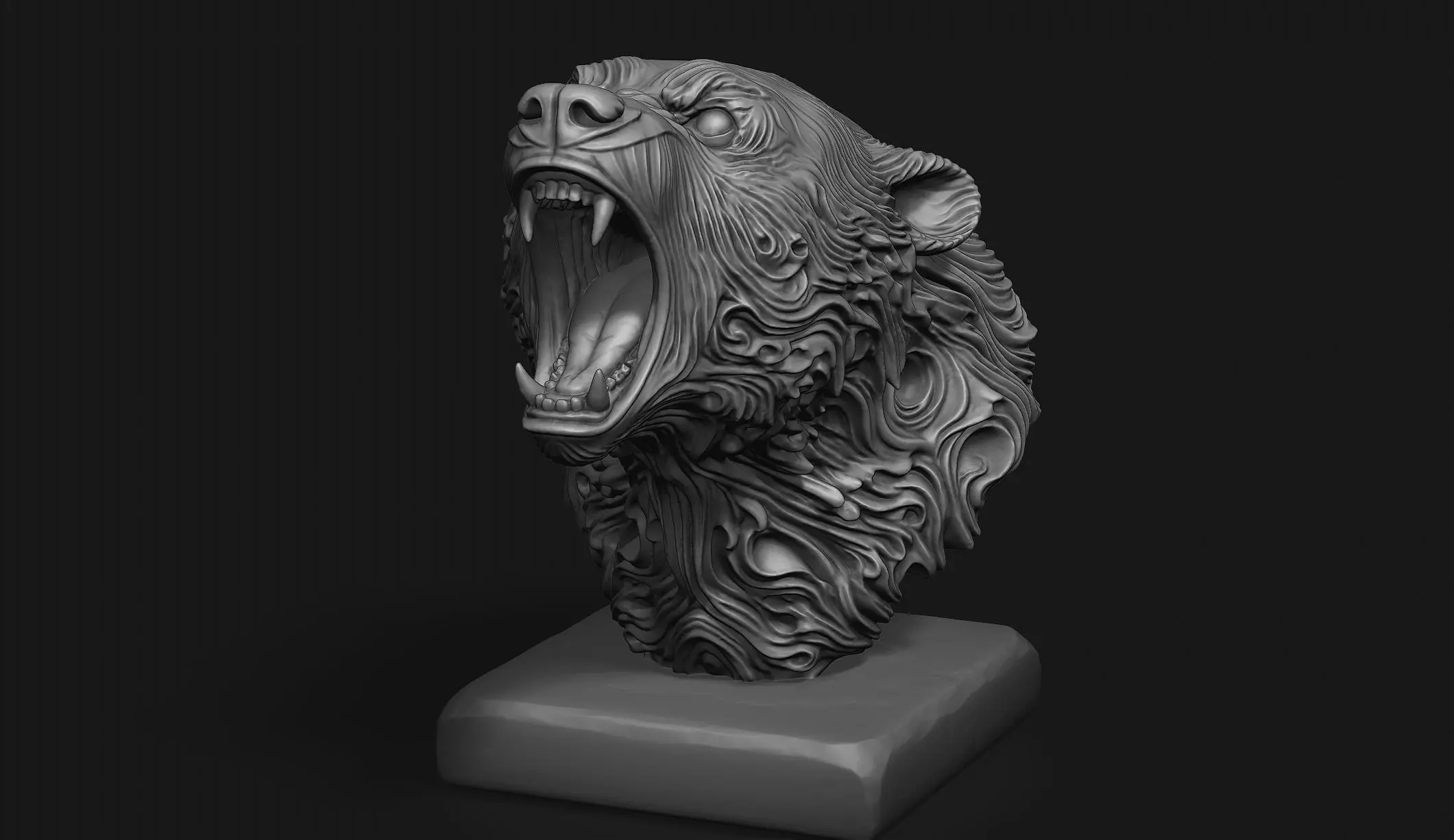 Stylized Bear Bust 3D print model_5