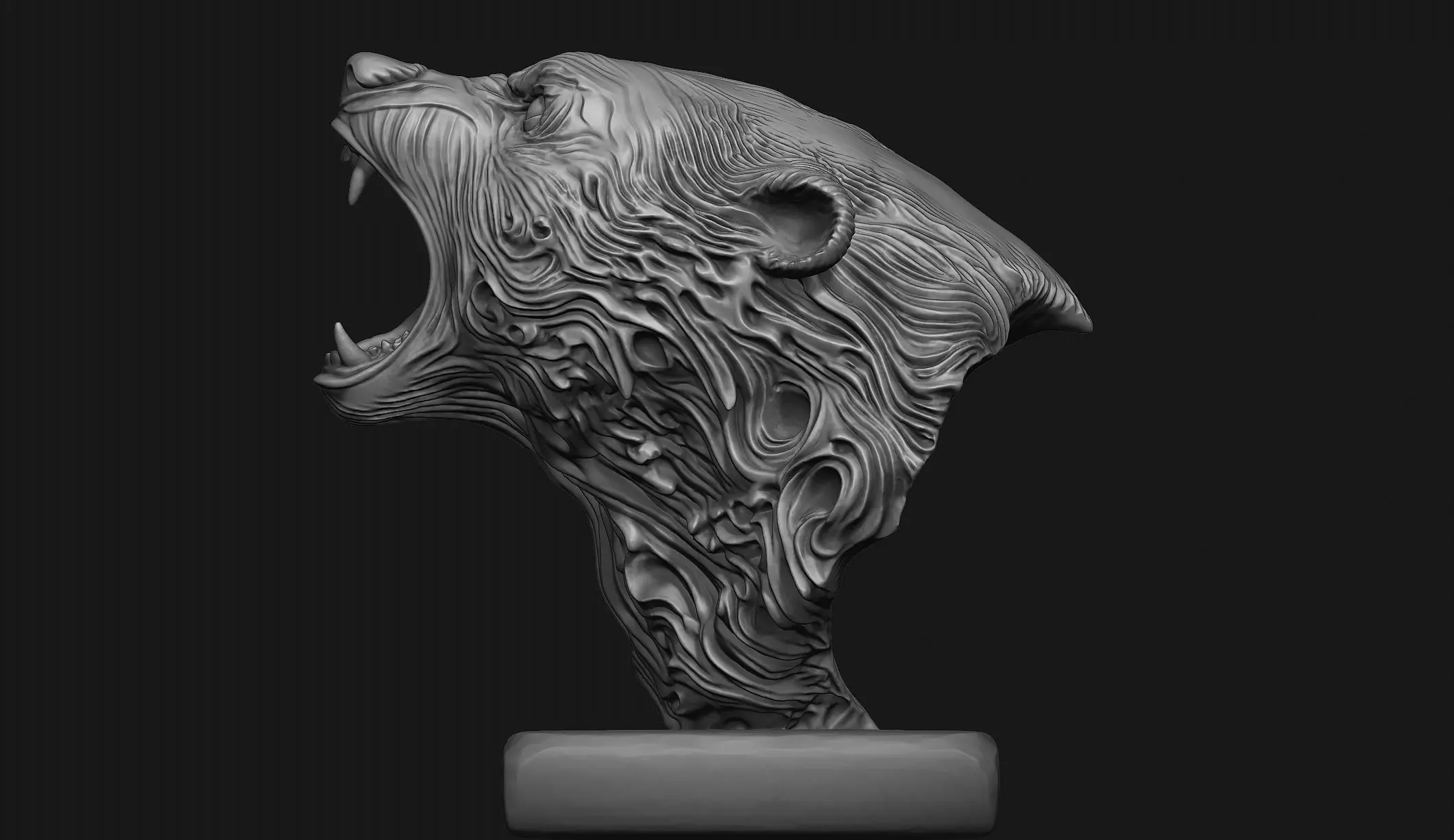 Stylized Bear Bust 3D print model_4