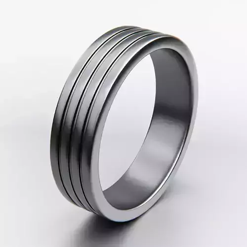 Minimal Triple Groove Band Ring - Modern Mens Stainless Style