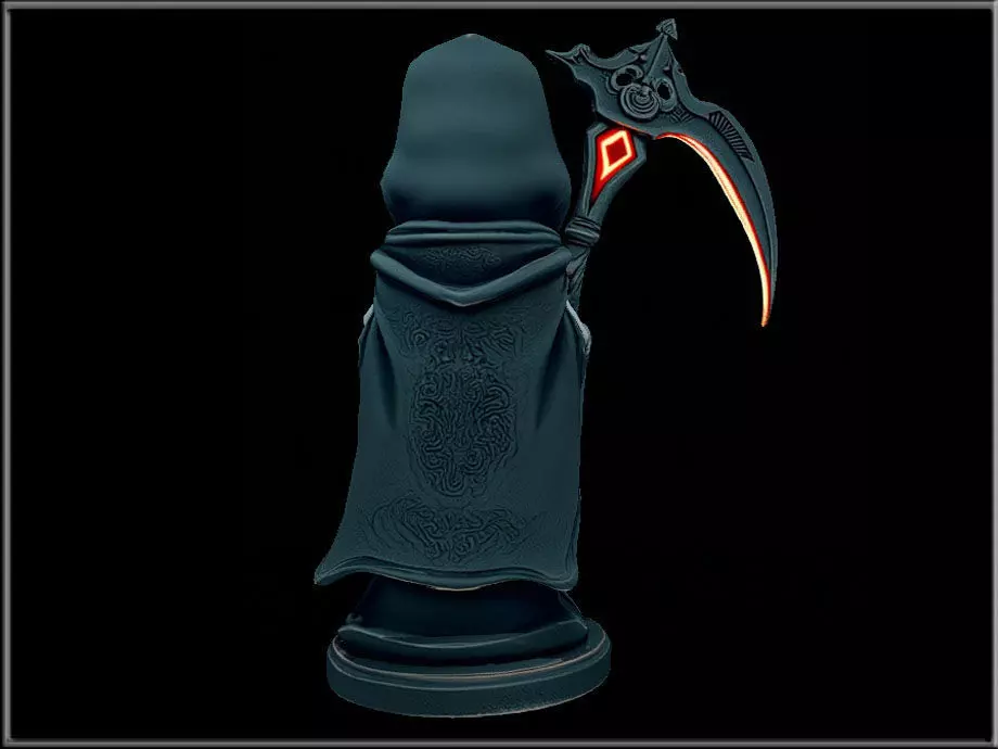 Grim Reaper with Book Low-poly 3D model_2