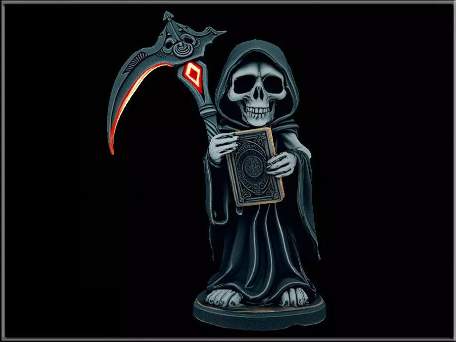 Grim Reaper with Book Low-poly 3D model_0