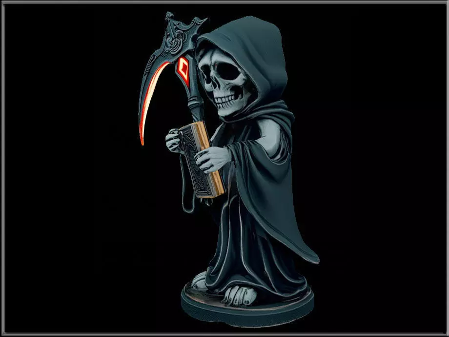 Grim Reaper with Book Low-poly 3D model_3