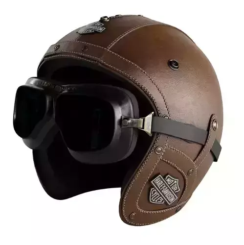 Leather moto helmet 3D model