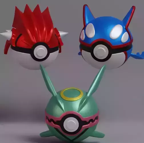 Pokemon Rayquaza Groudon Kyogre Pokeball 