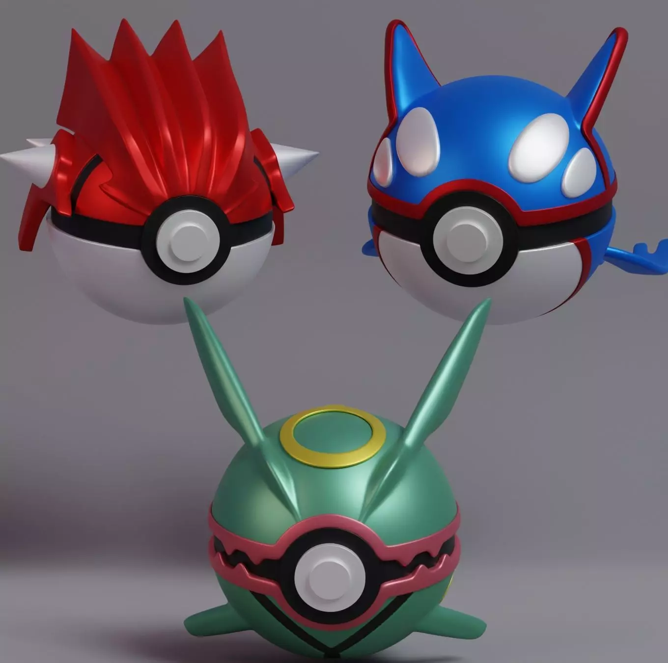 Pokemon Rayquaza Groudon Kyogre Pokeball  3D print model_0