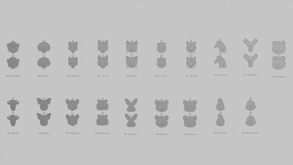 Creatures Creature Face Pendants Megapack Free 3D model_1