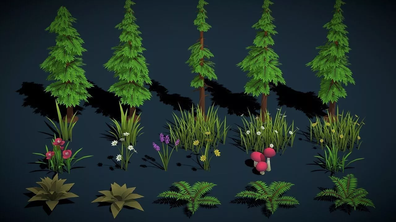 JINGLE LOW POLY STYLIZED GAMEREADY ASSETS PACK Low-poly 3D model