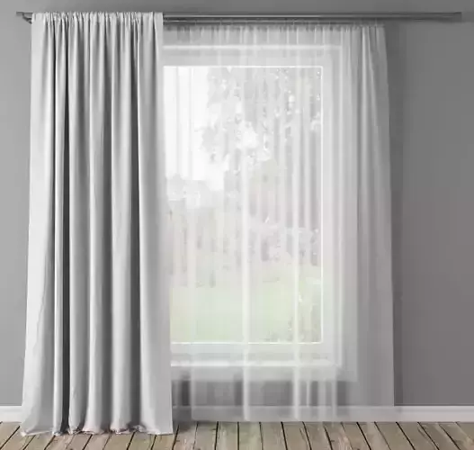  set room with curtains and wooden floor Low-poly 3D model