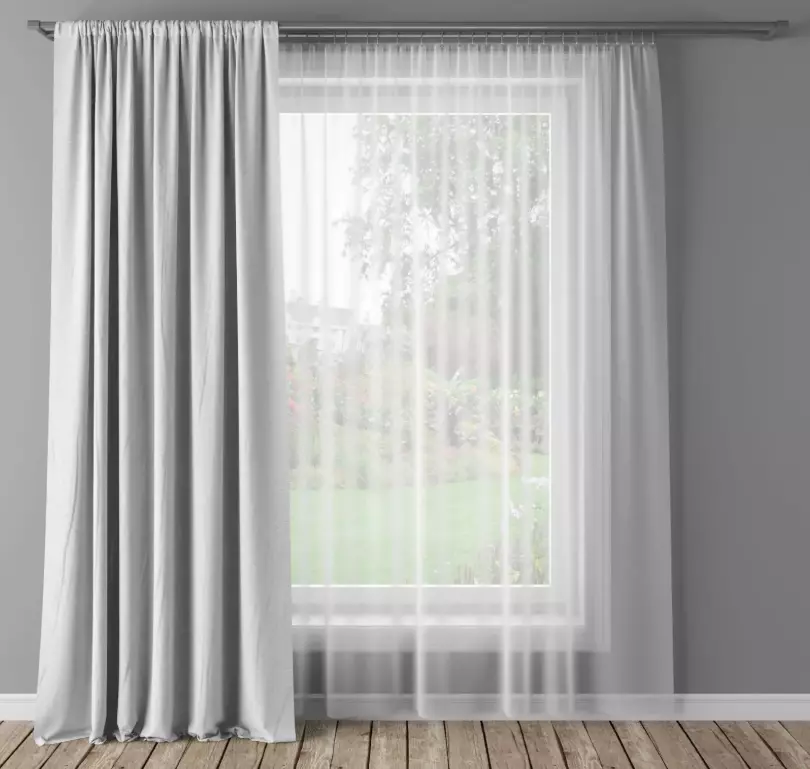  set room with curtains and wooden floor Low-poly 3D model 3D model_0