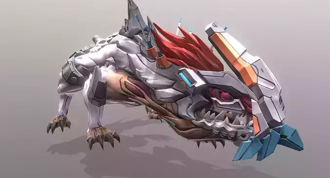 CYBORG LIZARD Head Bull Attack Fbx Png