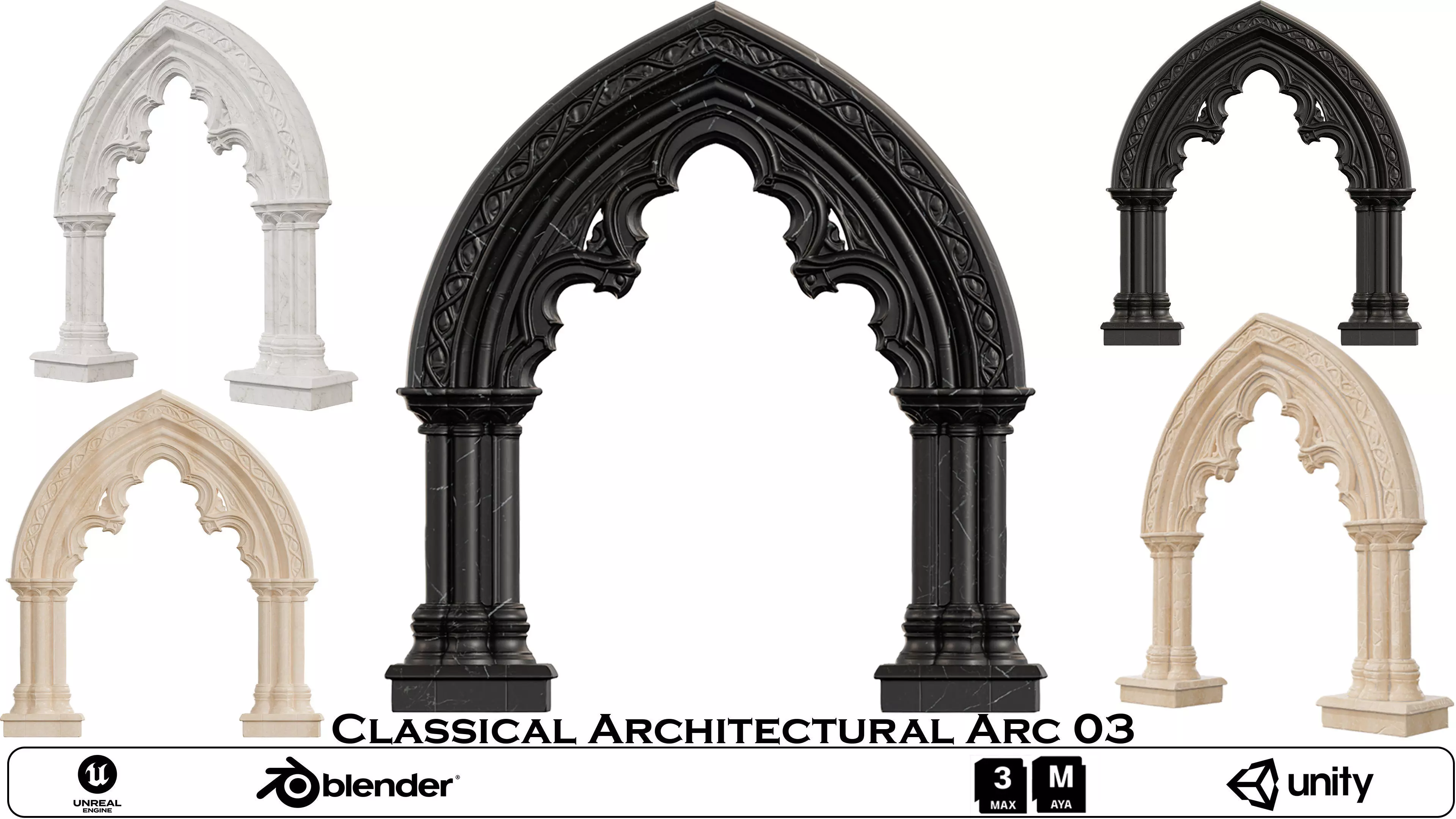 Classical Architectural Arc 03 - Gothic Archway Collection Low-poly 3D model_0