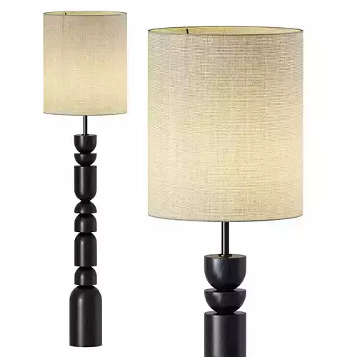 Aska charred wood and natural linen floor lamp