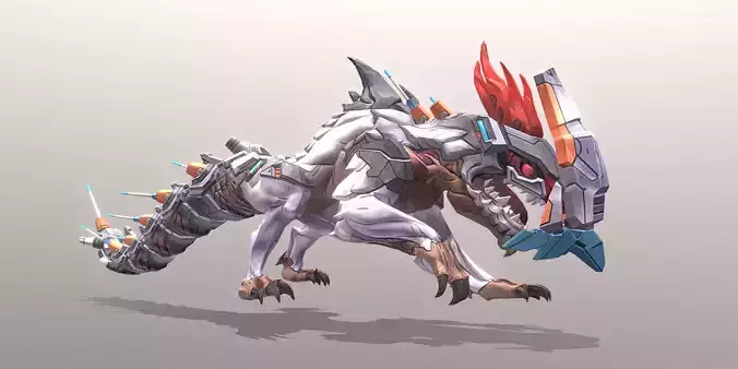 CYBORG LIZARD Reptile Scratching Attack Fbx Png