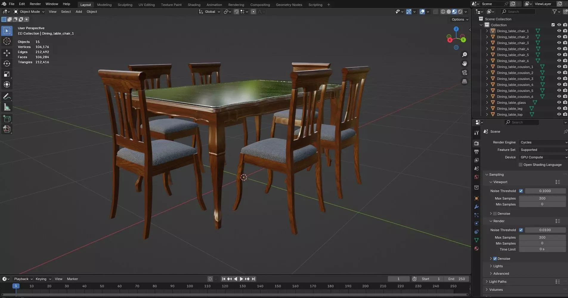 Dining set CG14 3D model_8