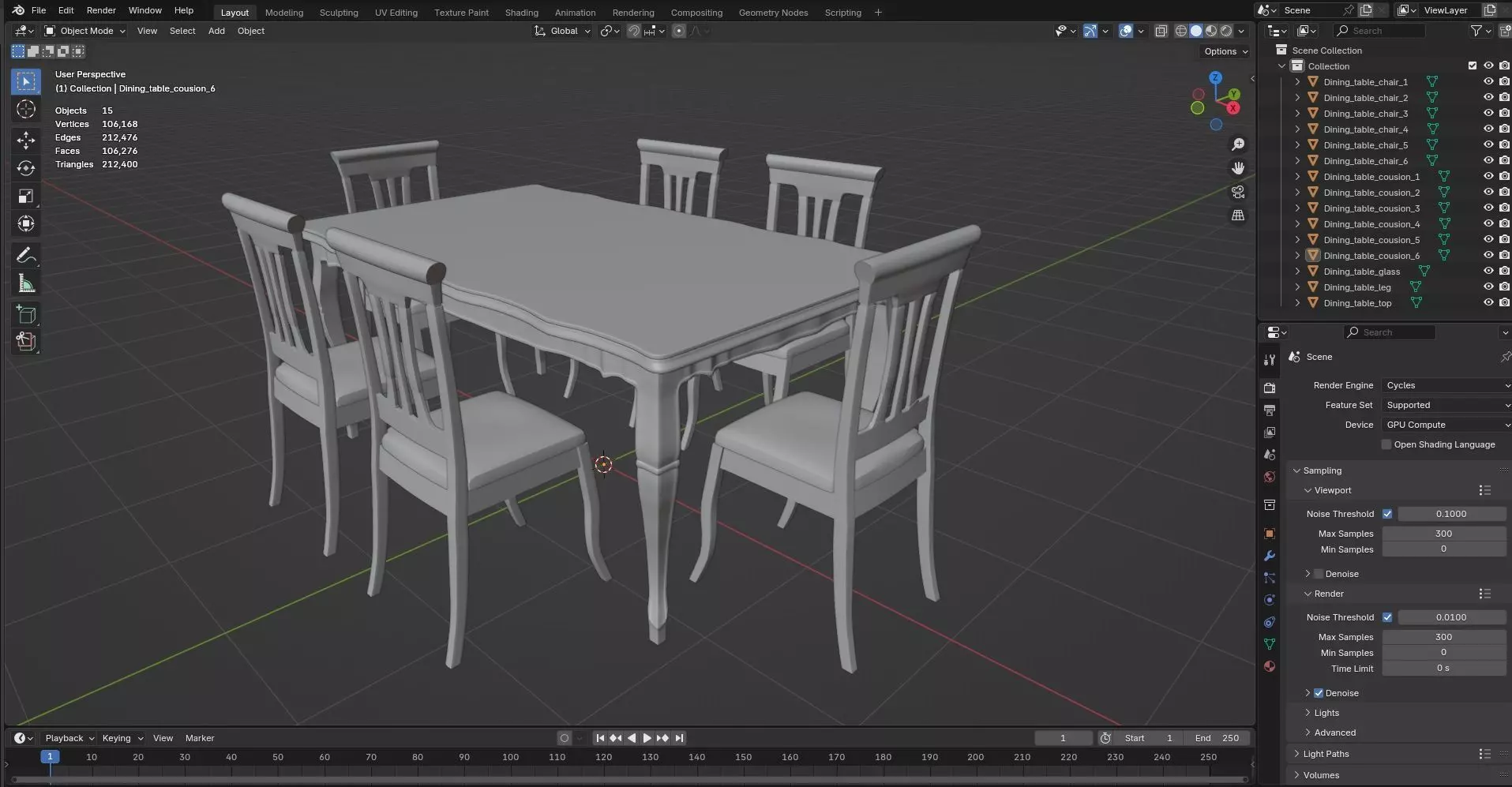 Dining set CG14 3D model_7
