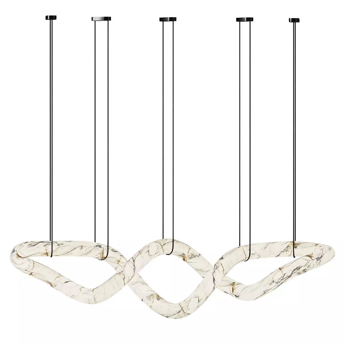 Designer Symmetrical Alabaster Pendant Chandelier 3D model_1