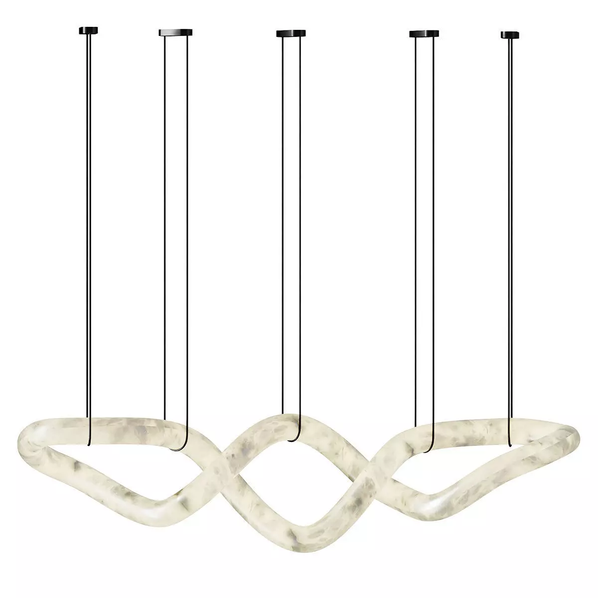 Designer Symmetrical Alabaster Pendant Chandelier 3D model_2
